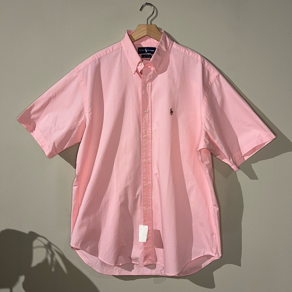 NWT Short Sleeve Polo Ralph Lauren Pink Cotton Oxford Blake